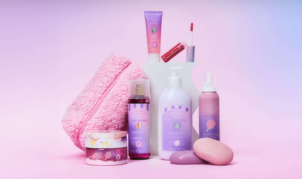 Produtos da linha Cuide-se Bem Doces Delírios Algodão-Doce do Boticário em edição limitada