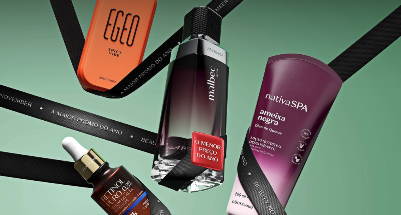 Produtos da campanha Beauty November do Boticário com descontos de até 70%