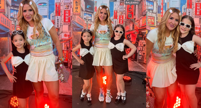 Mariah Cristianini e Heloísa Moraes usam looks fashion kids em evento da collab Malu Pires x Balearic Sneakers em Campo Grande.