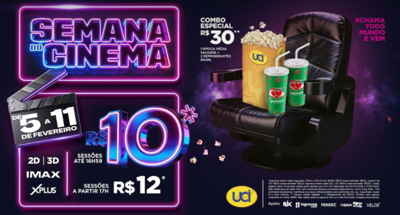 Cartaz do UCI Bosque dos Ipês para a Semana do Cinema