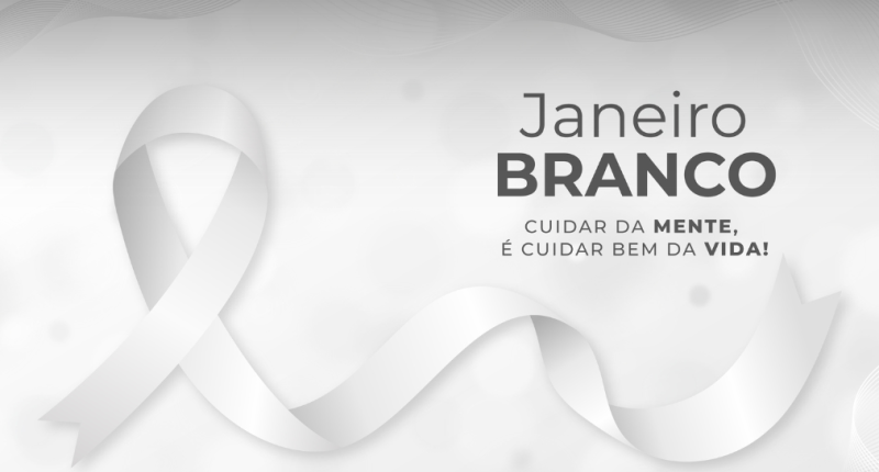 Ilustração simbólica do Janeiro Branco representando cuidado com a saúde mental