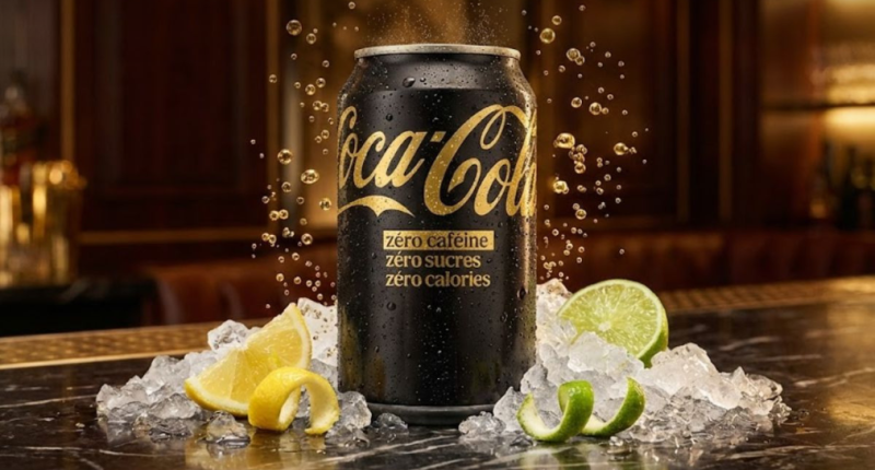 Lata de refrigerante Coca-Cola Triple Z com design moderno e minimalista sobre fundo claro, transmitindo sensação de leveza