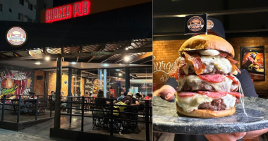 Fachada da Burger Pub e o lanche Juck Norris, que estará à venda hoje à noite por um preço especial