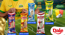 picolés da linha Sabor Artilheiro com embalagens coloridas inspiradas em países e futebol
