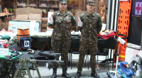 Exposição de materiais do exercito no Bosque