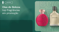 Produtos de perfumaria do Boticário expostos durante campanha Dias de Beleza