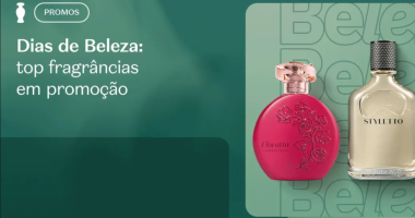 Produtos de perfumaria do Boticário expostos durante campanha Dias de Beleza