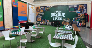 Arena do Bosque dos Ipês montada para ações referente a Copa do Mundo