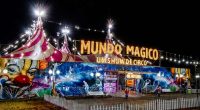 Circo Mundo Mágico instalado no estacionamento do Shopping Bosque dos Ipês durante temporada em Campo Grande.