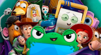 Cena promocional de Toy Story 5 com Woody, Buzz Lightyear e Jessie em nova aventura da Pixar.