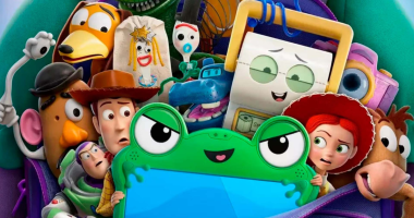 Cena promocional de Toy Story 5 com Woody, Buzz Lightyear e Jessie em nova aventura da Pixar.