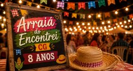 Laís Carneiro convida o público para o Arraiá do Encontrei em CG, evento que celebra os oito anos da página com entrada solidária em Campo Grande.