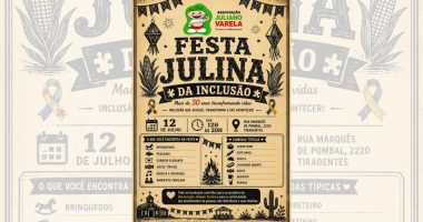 Cartaz da Festa Julina da Inclusão promovida pela Associação Juliano Varela em Campo Grande.