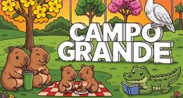 Ilustrações do e-book Colorindo Campo Grande retratam pontos turísticos, monumentos e símbolos da Capital sul-mato-grossense.