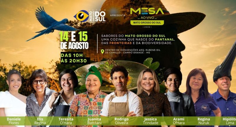 Mesa Ao Vivo Mato Grosso do Sul reúne chefs e profissionais da gastronomia no Centro de Convenções Rubens Gil de Camillo, em Campo Grande.