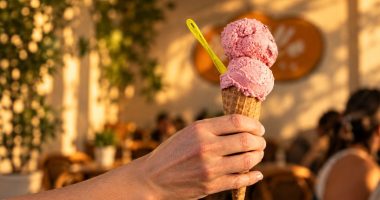 Gelato de Morango Cravejado da PiùBello em Campo Grande.