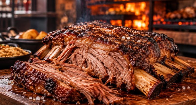 Costela bovina assada na brasa, prato em destaque na costelada do Chalé Grill em Campo Grande.